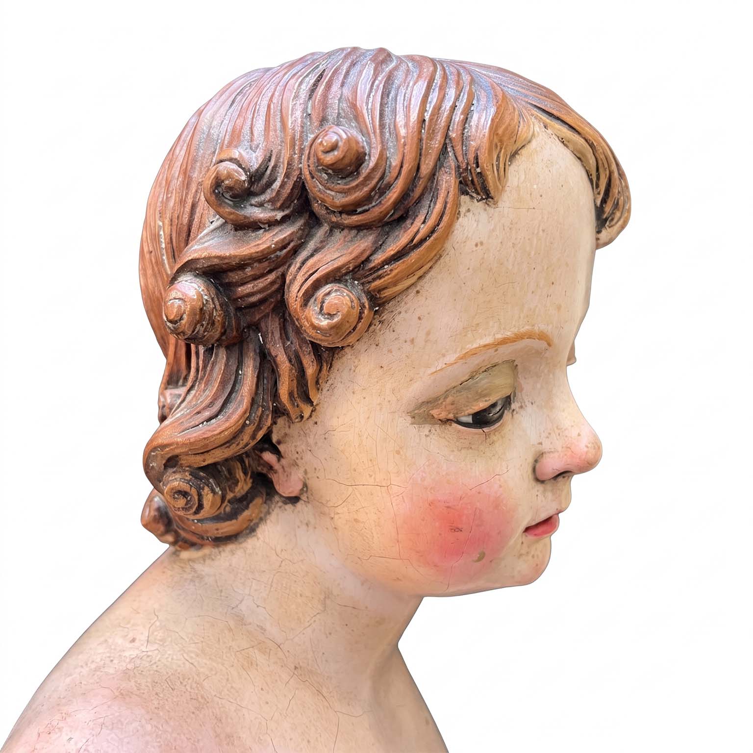 gesù bambino astante con cuore scultura antica policroma i