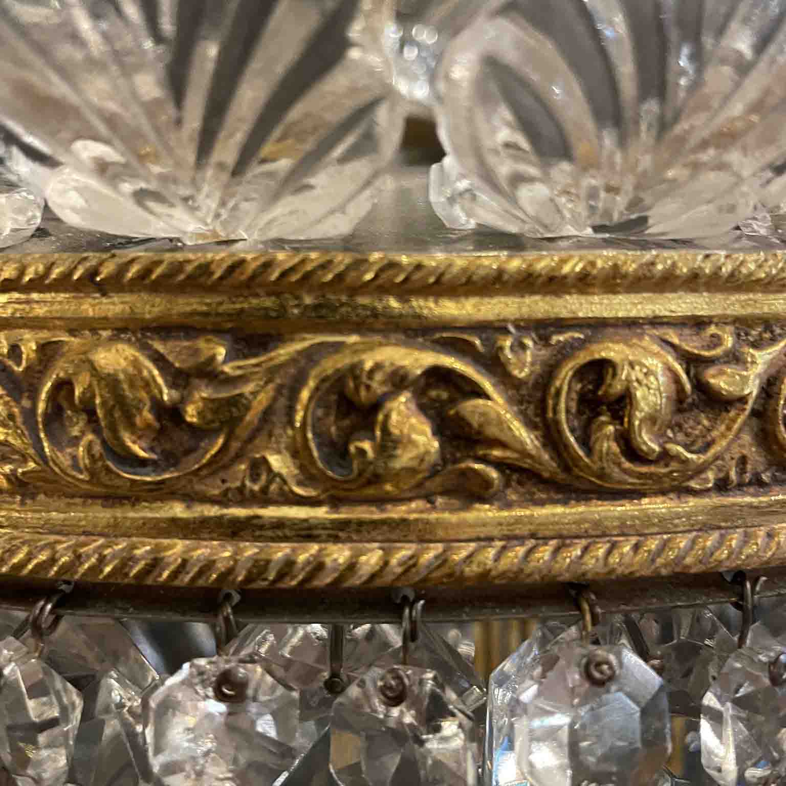 pendant di plafoniere in bronzo e cristallo o